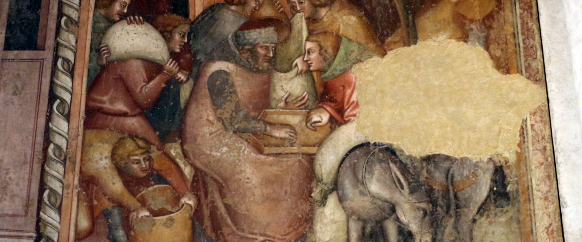 Anonimo bolognese, storie di giuseppe ebreo, 1330-75 ca., 09 consegna dei sacchi di grano photo by Sailko